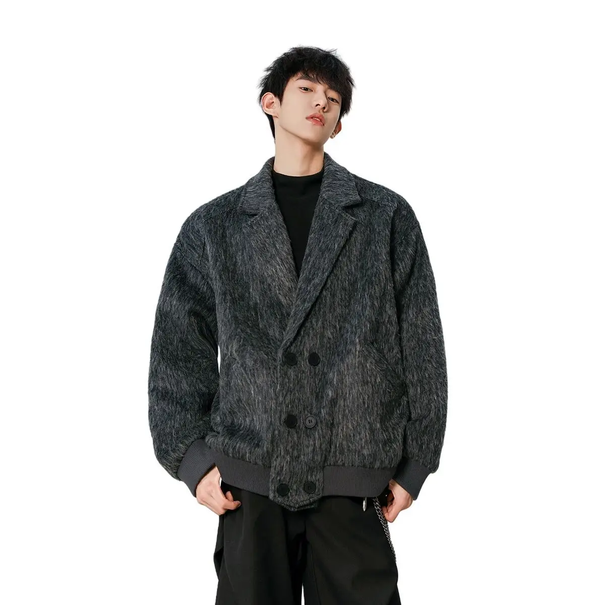 Korean Style Short Woolen Suit Jacket Men'S Autumn And Winter Woolen Material Coat American Fashion Brand Tassel High-End Jacket