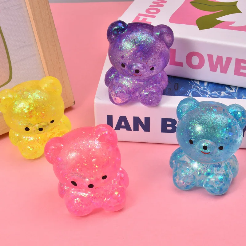 Fidget Bär Spielzeug Squishies Glitzer Gummibärchen Kleines Niedliches Tier Anti-Stress Fidget Splat Entspannungs-Quetschspielzeug 2026 Neu