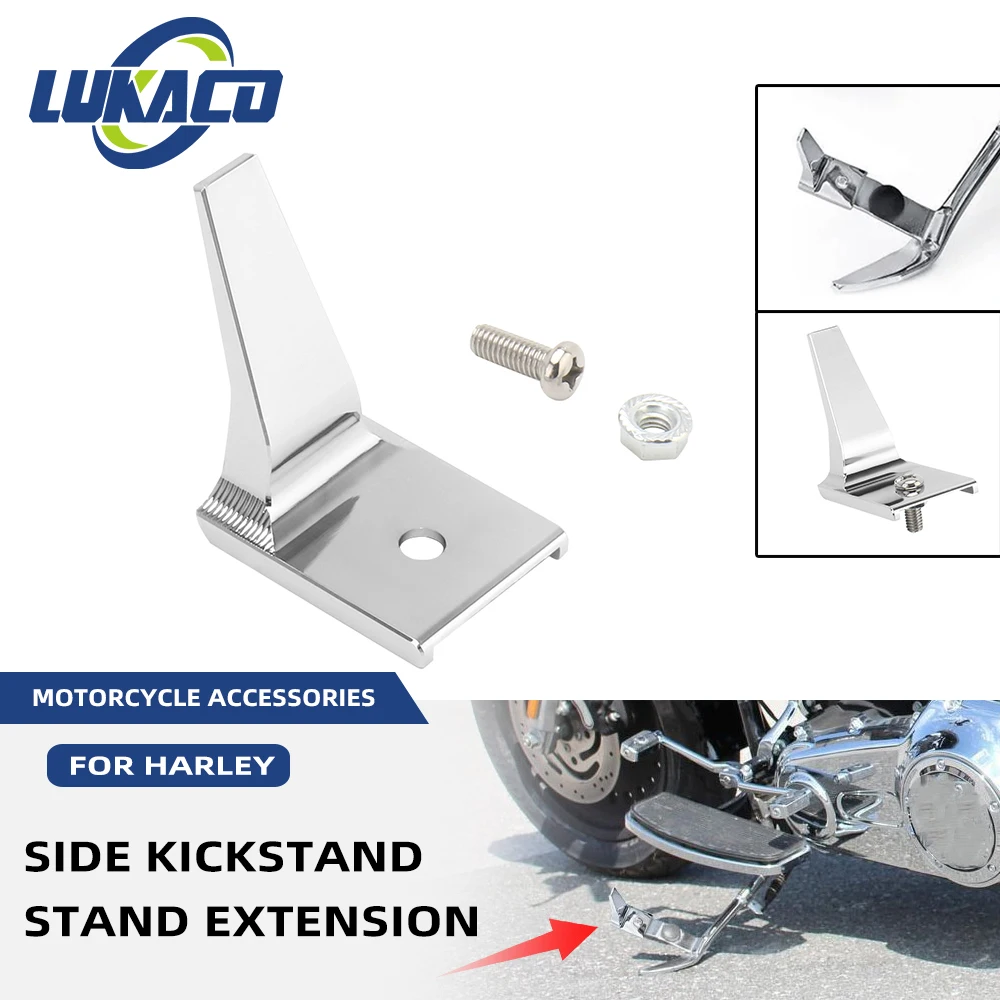 

Motorcycle Stand Kickstand Extension Kit Chrome Foot Pedal Support For Harley Softail Fat Boy Deluxe Heritage Springer 2007-2017