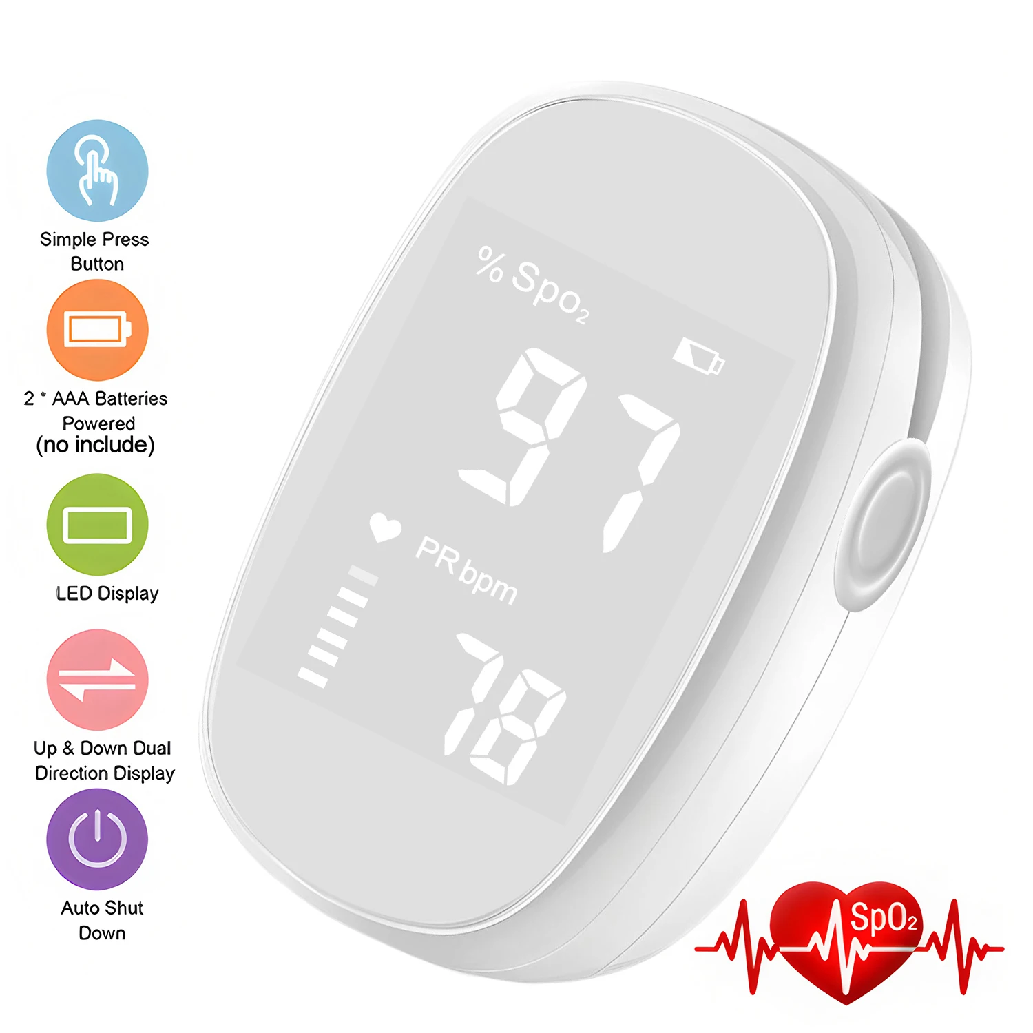 

Пульсоксиметр с зажимом для пальцев, светодиодный оксиметр для домашнего использования, портативный визуальный зажим для пальца, оксиметр, насыщенность, пульсоксиметры метеоризма