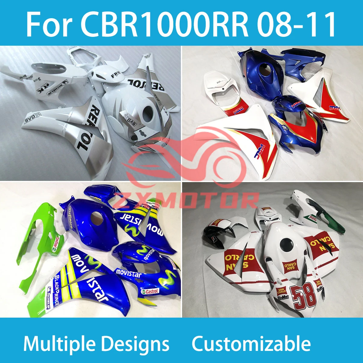 New Custom Fairing Kit CBR 1000RR 08 09 10 11 Motorcycle Fairings for Honda CBR 1000 RR 2008 2009 2010 2011