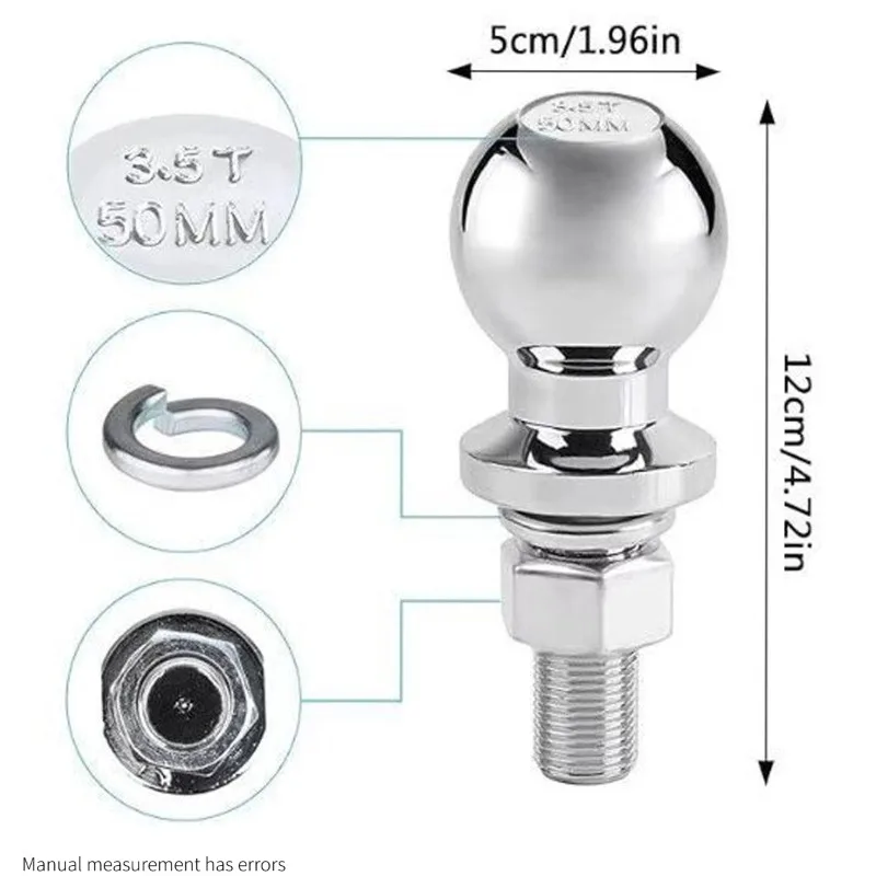 Trailer Tow Ball Hitch Mount Coupling Shank M22 Thread Heavy Duty 50mm 3.5T For RV Camper Caravan Boat Equipment Towing Accessor