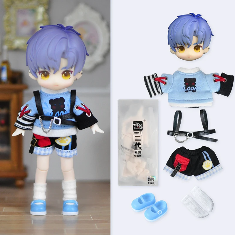 Ob11 Puppe komplettes Set bjd gsc Figuren Spielzeug Geschenk einschl ießlich Kopf, Haar Gesicht Schuhe Kleidung ymy Körper 10cm Puppe Zubehör