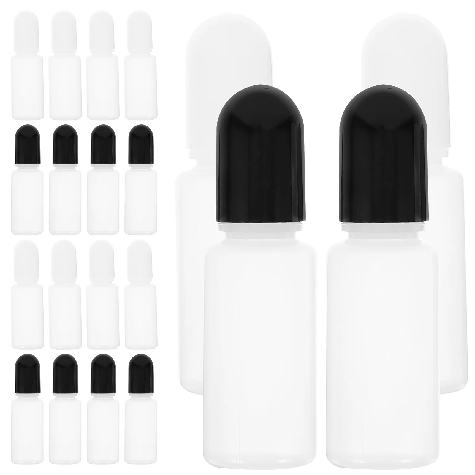 

20 Pcs Dropper Bottles 10ml Pe Oil Filling Squeezable Refillable Reusable Lab Supplies Black White Caps Travel Size