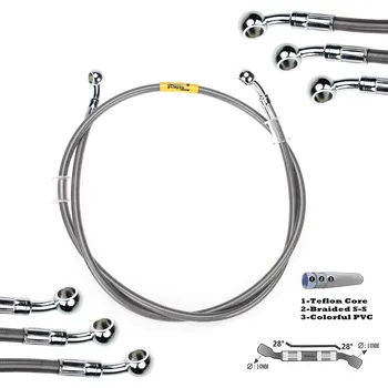 Cable de línea DOT hidráulico de manguera de freno de 400 mm-2400 mm 10 mm 28 °   Banjo para Suzuki Kawasaki Yamaha Pipe Line Manguera de aceite trenzada 340 2300