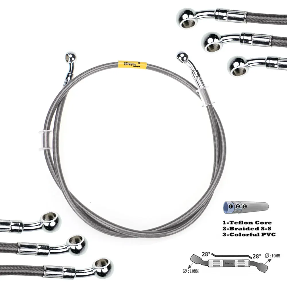 400mm-2400mm Wąż hamulcowy Hydrauliczny przewód DOT 10mm 28 °   Banjo do Suzuki Kawasaki Yamaha Pipe Line Pleciony przewód olejowy 340 2300