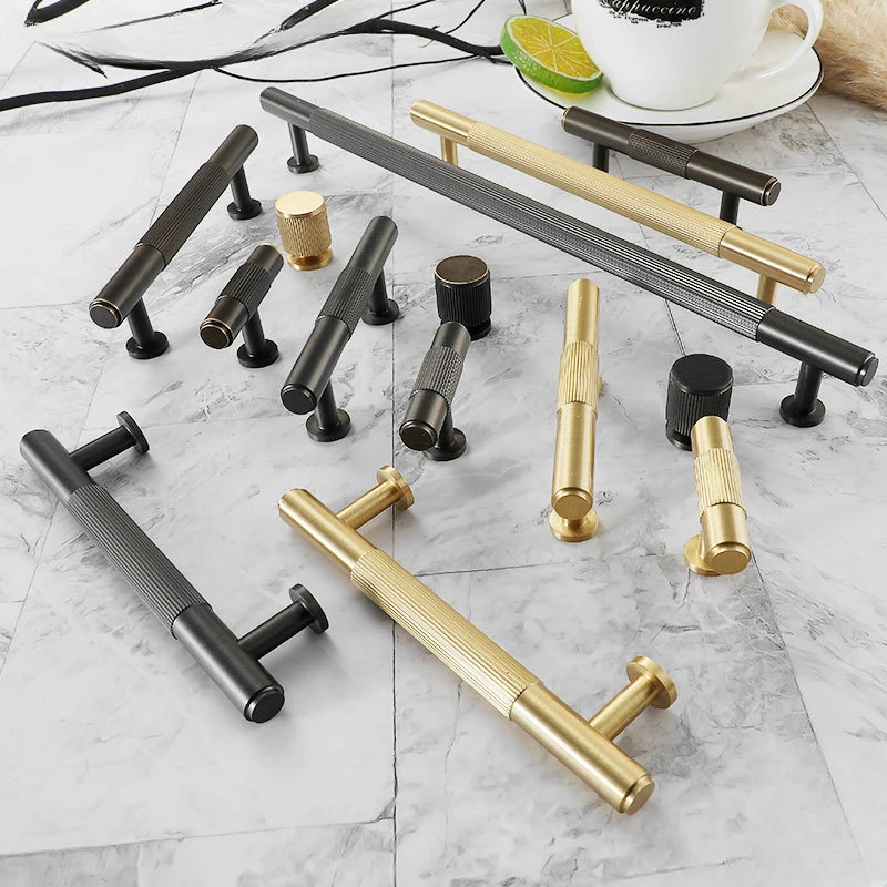 Brass Striped Cabinet Handles Modern Simple Handles for Furniture Luxury Golden Knobs and Handles for Drawers Wardrobe Dresser