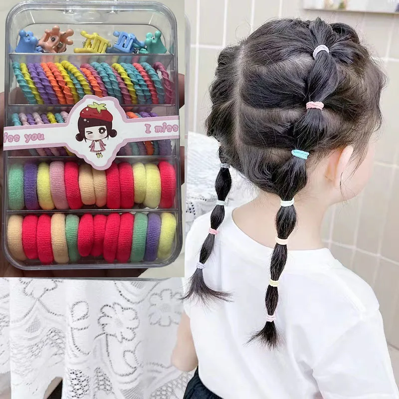 1 Set Kids Colorful Elastic Hair Rubber Bands Cute Hair Claw Clips Flowers Hairpins For Girls Baby Hair Ties Hair Accessories