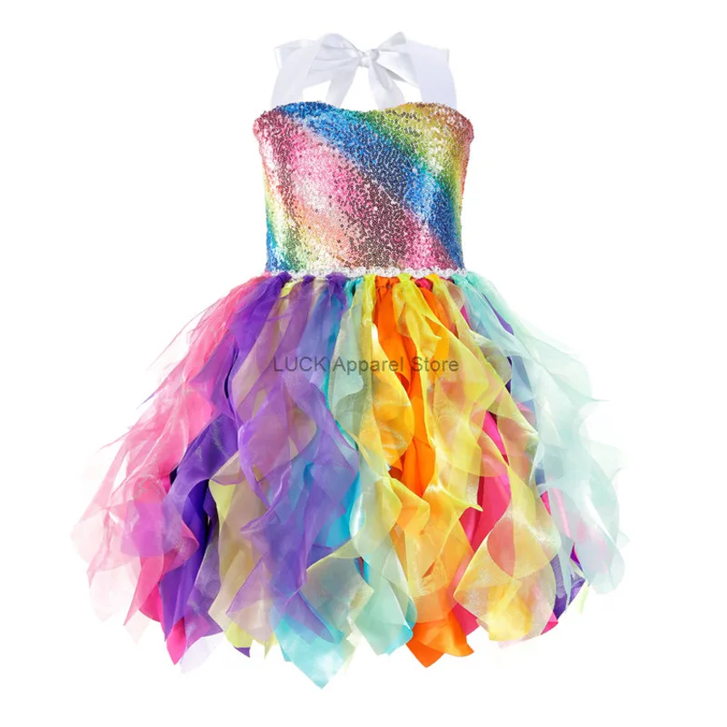 Children's Day Cosplay Double Layered Spiral Willow Princess Skirt Clothing Children's Skirt Girls Performance Dress Sequin Tutu