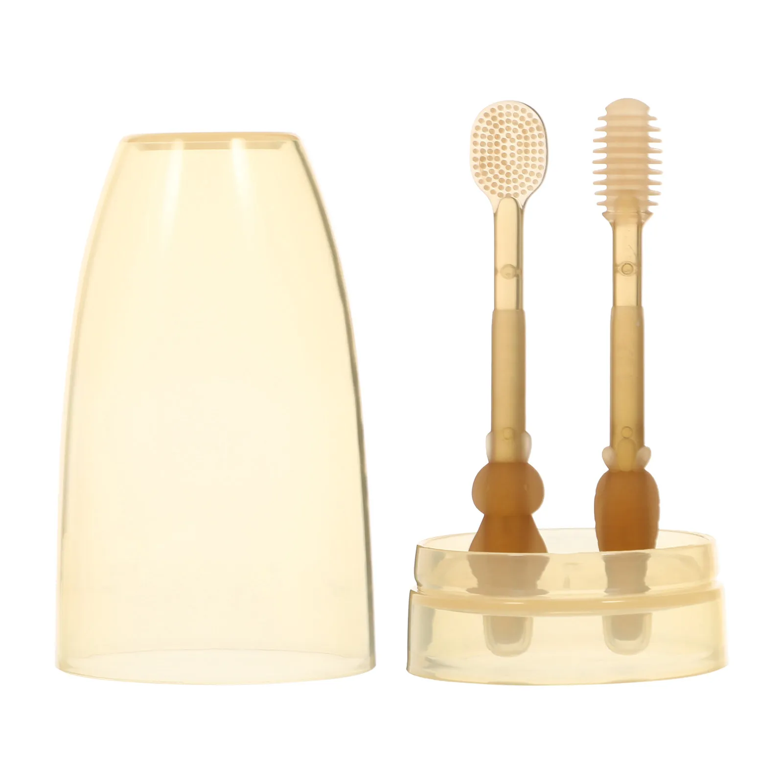

1Set Baby Silicone Toothbrush Set for Infants Gentle Round Slender Bristles Oral Care Training Toothbrush Teeth Cleaning Tool
