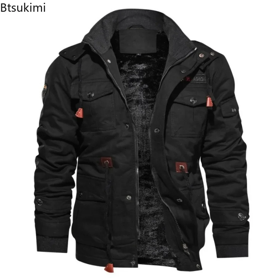 2024 Herren dicke warme Jacken Herbst Winter Jacke Mantel große taktische Baumwolle Arbeits kleidung für Männer Bomber Mäntel Jacke