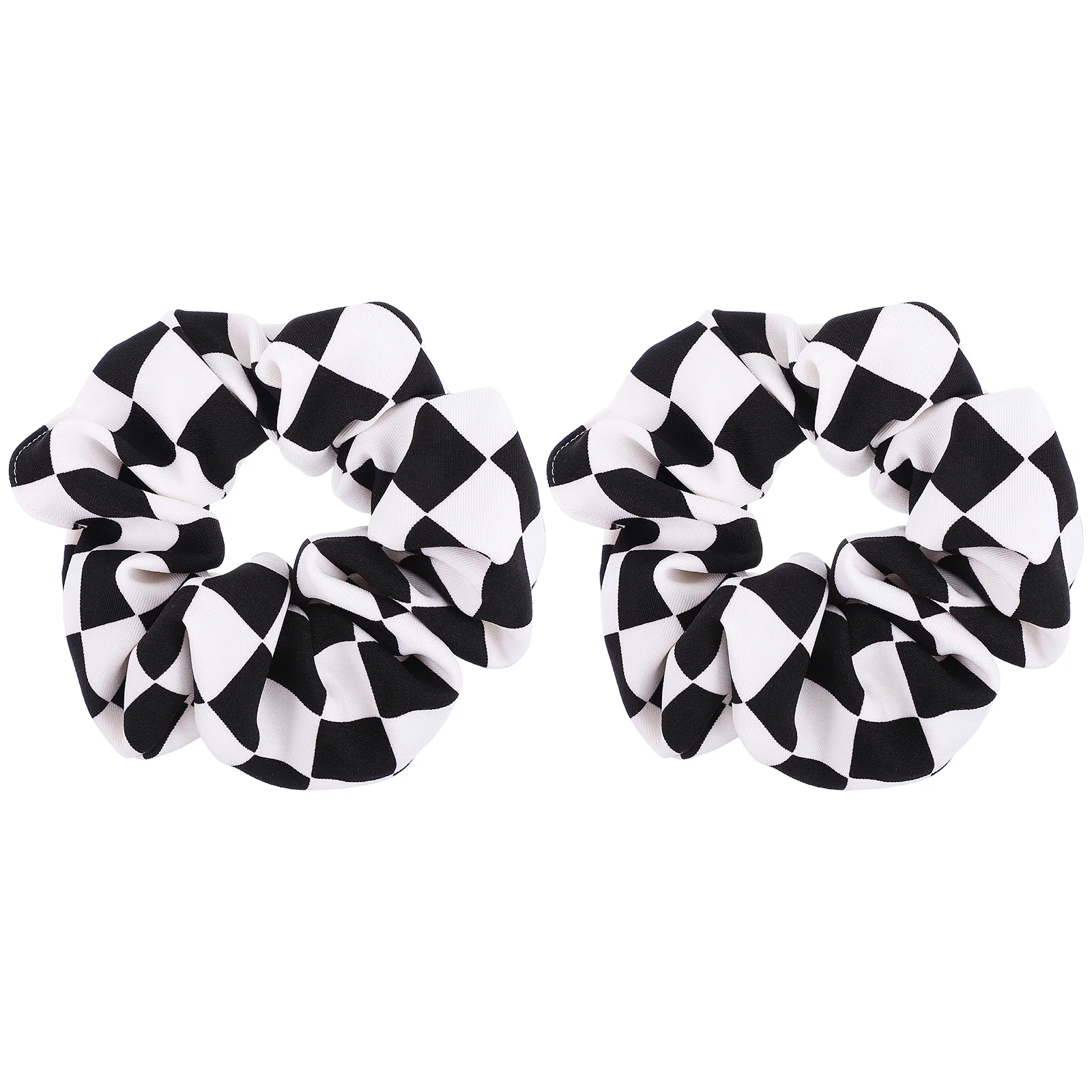 

2 Pcs Hair Bands Black White Checkered Rope Scrunchies Lady Tie Elastic Ties French Female Ring Girl