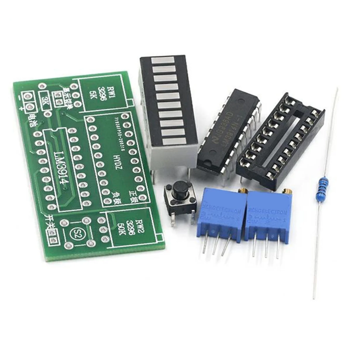 Reliable-LM3914 10 Segment 3.7V Lithium 12V Battery Capacity Indicator Module Power Level Tester LED Display DIY