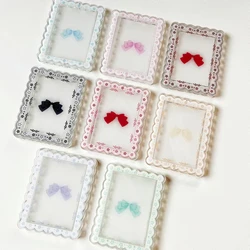 Kawaii Lace Card Photo Frame Cute Bowknot Acrylic Stand 3 Inch Anime Photocard Holder Kpop Picture Frame for Girls Room Decor