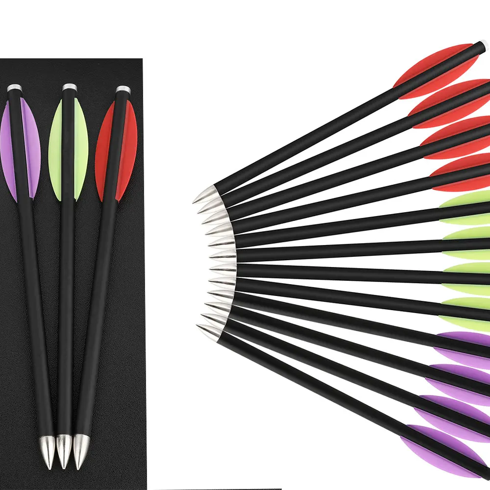 

6/12/18/24pcs Crossbow Bolts 6.3" Arrows ID 4.2mm OD 6mm Mixed Carbon Arrow Rubber Feather Crossbow Hunting Archery Shooting