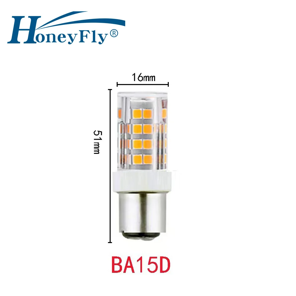 HoneyFly 5pcs LED Corn Bulb 220V/110V 5W 52pcs 2835 Beads BA15D Lamp for Sewing Machine 330LM Lamp Ceramic Warm White Cold White