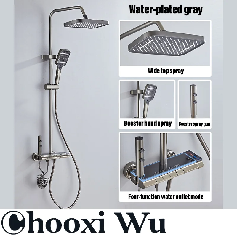 Chooxiwu-Modieuze Badkamer Douche Set, Vier-Functie Schakelen, Meertraps Handdouche, Omgevingslicht Ontwerp