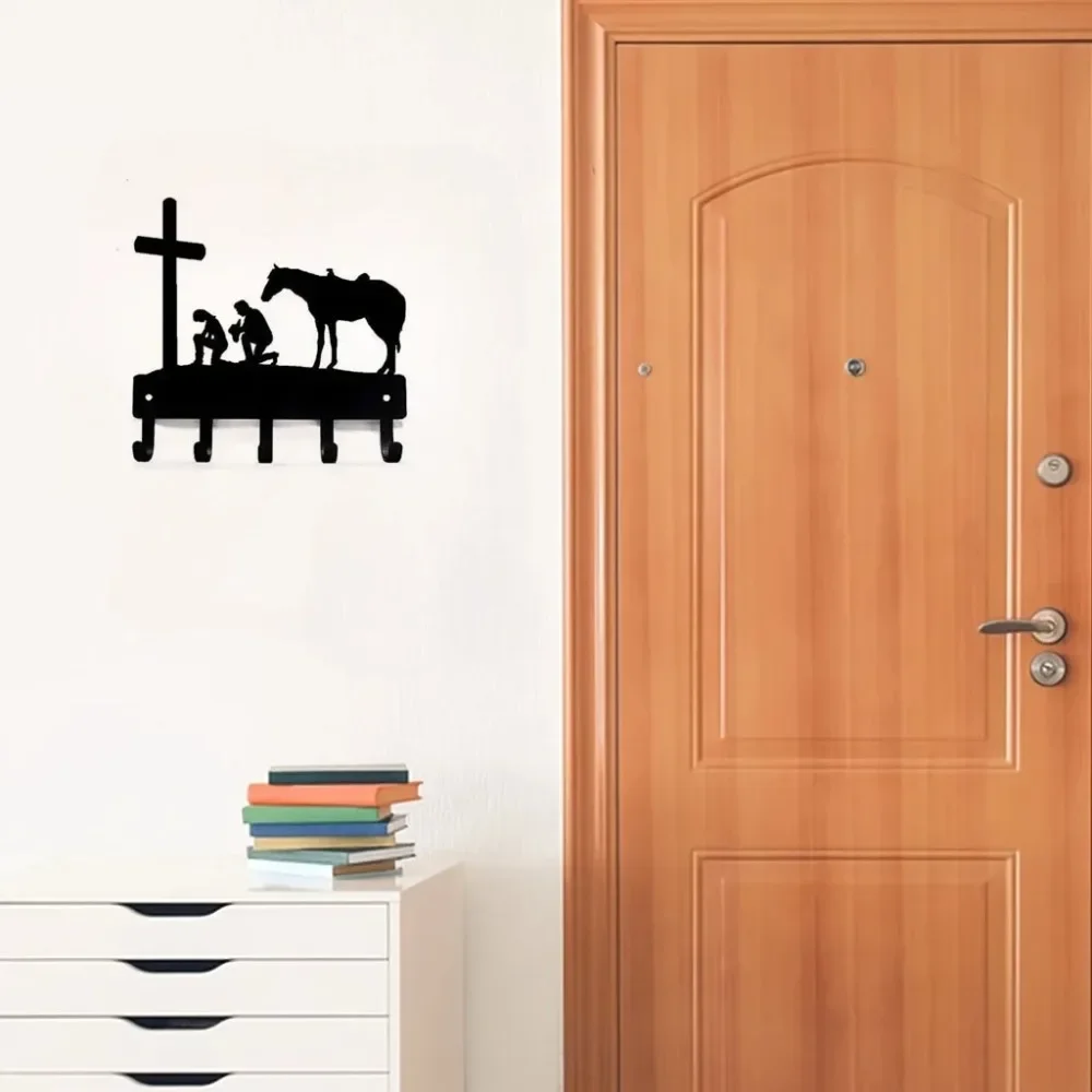 CIFbuy Western Cowboy Cowgirl Wall Mounted Hook Art, Rustic Metal Pendant Decor for Home, Gift for Western Theme Lovers