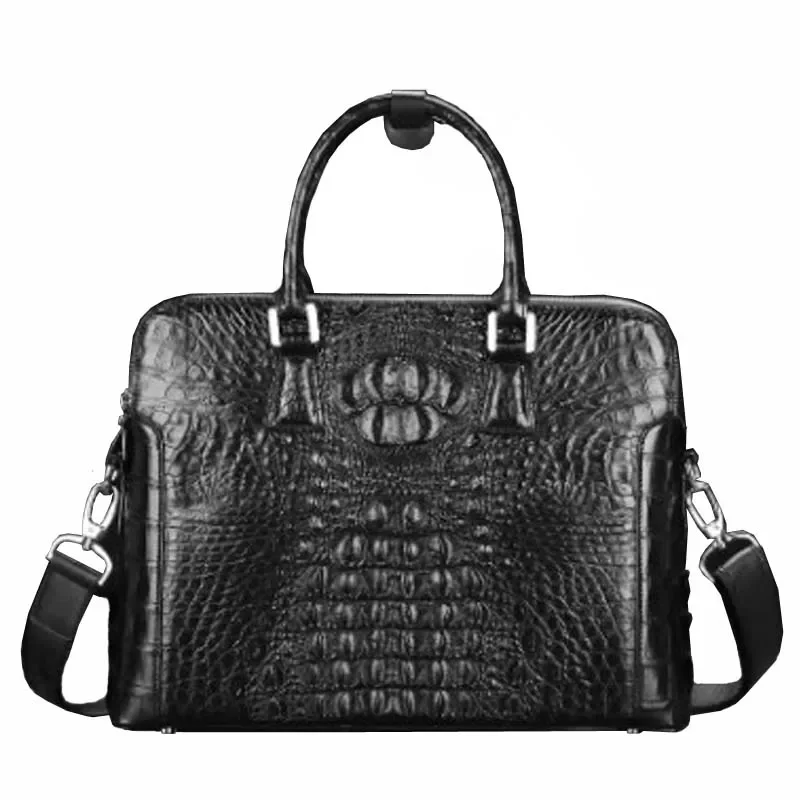 

LINSHE Men's bags crocodile leather handbag Cross section business men briefcase Laptop bag large capacity