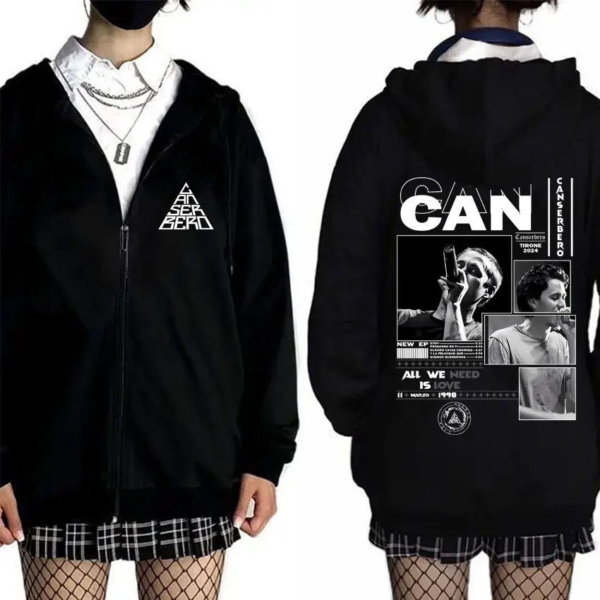 

Hot Sale Canserbero Music Album Muerte Vida All We Need Is Love Graphic Zipper Hoodies Men Women Hip Hop Oversized Zip Up Jacket