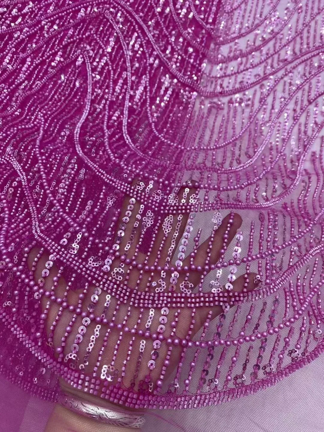 

2025 High-Quality Africa Nigerian Sequins Cotton Embroidery Lace Fabric Tulle 5 Yards for Wedding Party Dress Chiffon XL141