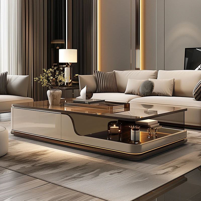 

luxury Service coffee tables Wooden Glass rock panel house Modern Side table lounge center mesa de centro furniture for home
