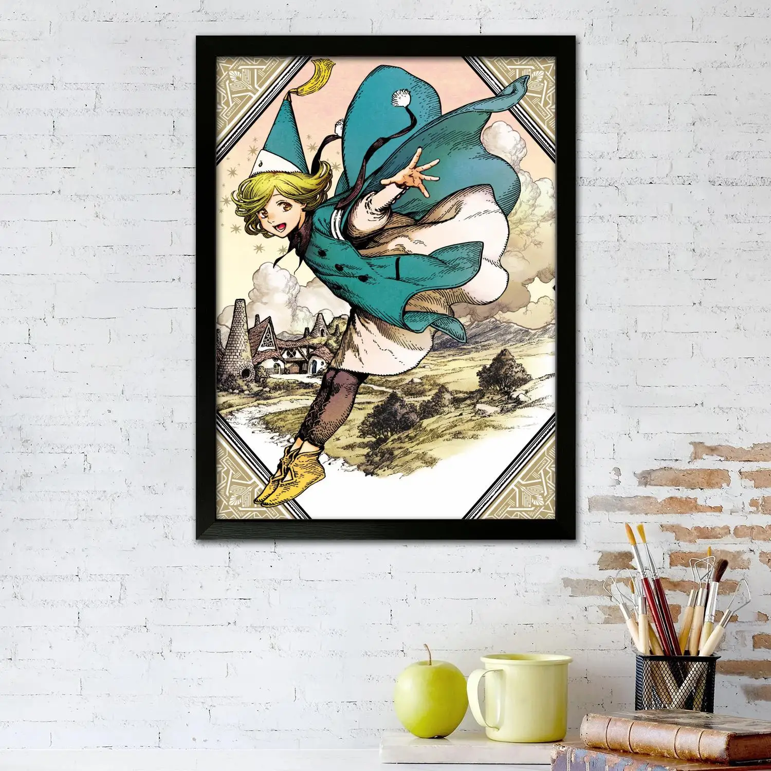 atelier cartoon Canvas Art Poster, Wall Art Picture Print, Modern Family Bedroom Decor Posters,Decorative painting