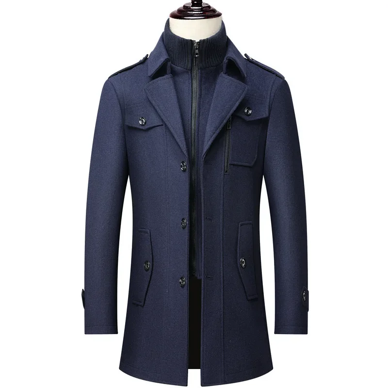 Years Men's Medium And Long Wool Wool Coat Thickened Jacket Men's
