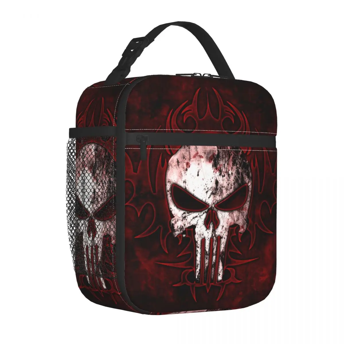 Vintage Skull Punisher Skeleton Insulated Lunch Bag for Women Cooler Thermal Food Lunch Box Camping Travel Portable Tote Bags