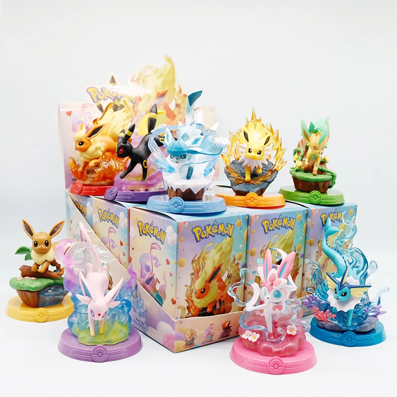 Caliente 9 estilos Pokemon Eeveelution Espeon Sylveon Glaceon Leafeon Vaporeon Umbreon Flareon Pokémon modelo Anime figura adornos juguete