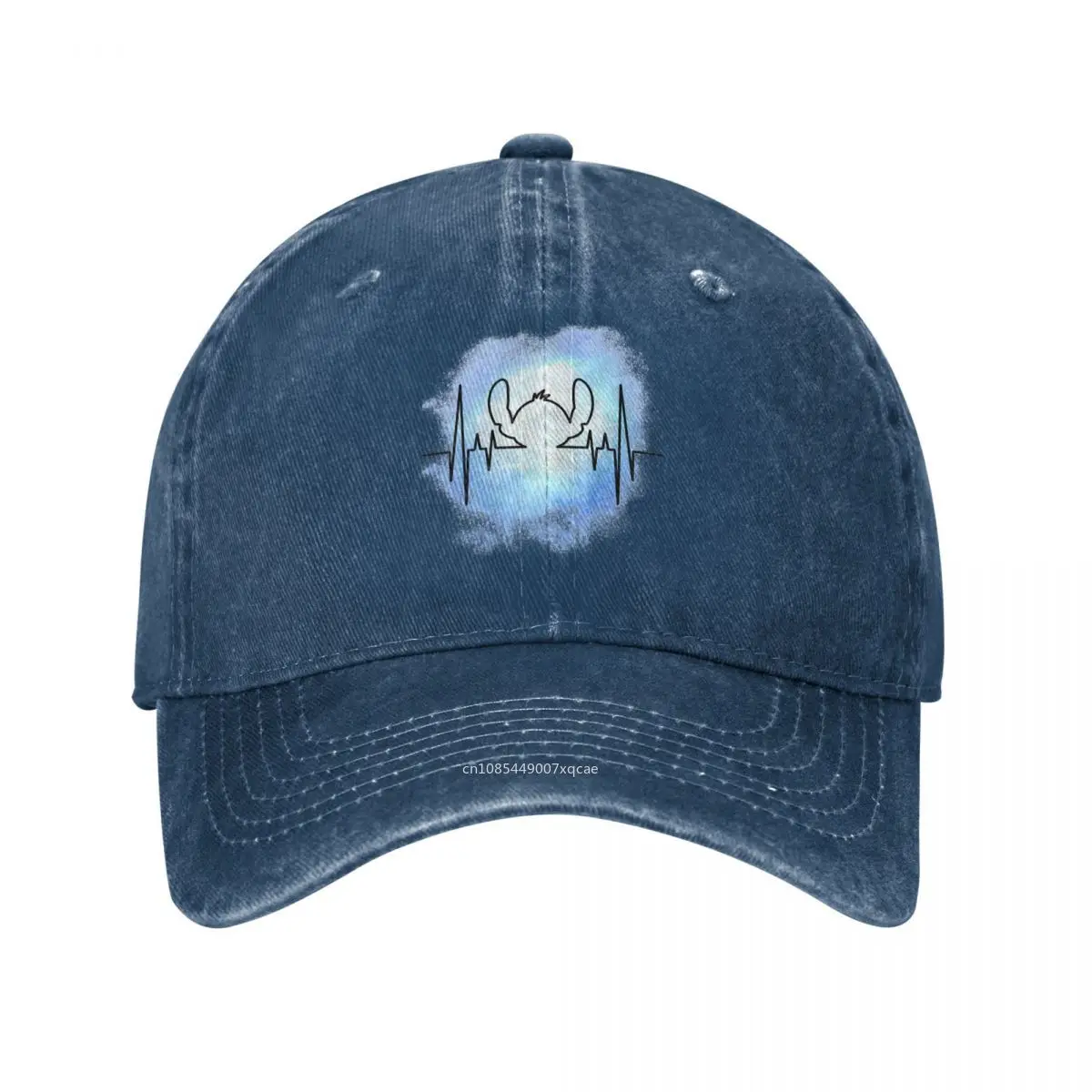 Stitch Unisex Style Baseball Cap Distressed Denim Washed Hats Cap Casual Outdoor Activities Unstructured Soft Sun Cap