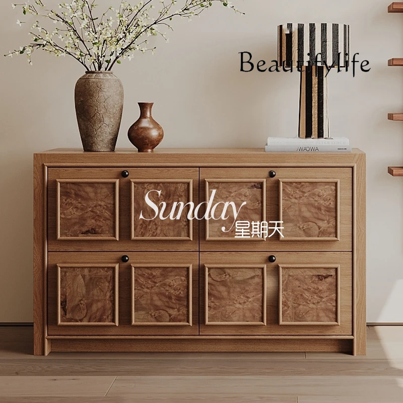 

Nordic simple locker/American retro solid wood porch cabinet/carved old storage cabinet/