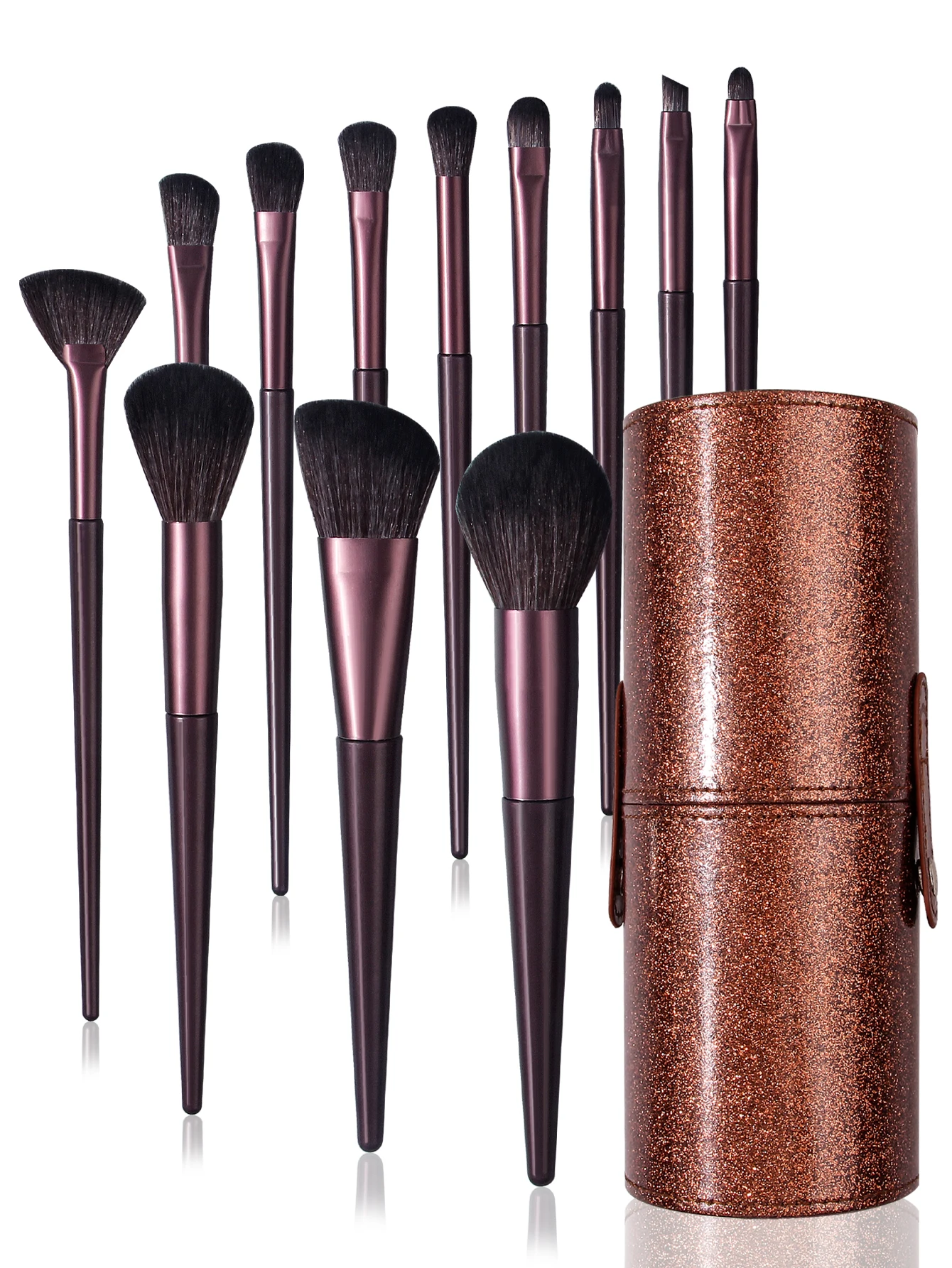 Ein hochwertiges 12-teiliges Make-up-Pinsel-Set mit Aufbewahrungseimer, weichen und hochwertigen Faserborsten und tragbaren Reise-Make-up-Werkzeugen