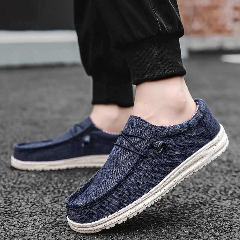 Brand Men Casual Shoes Fashion Denim Canvas Shoes Breathable Men Walking Flat Shoes Outdoor Large Size Light Men\'s Shoes Loafers