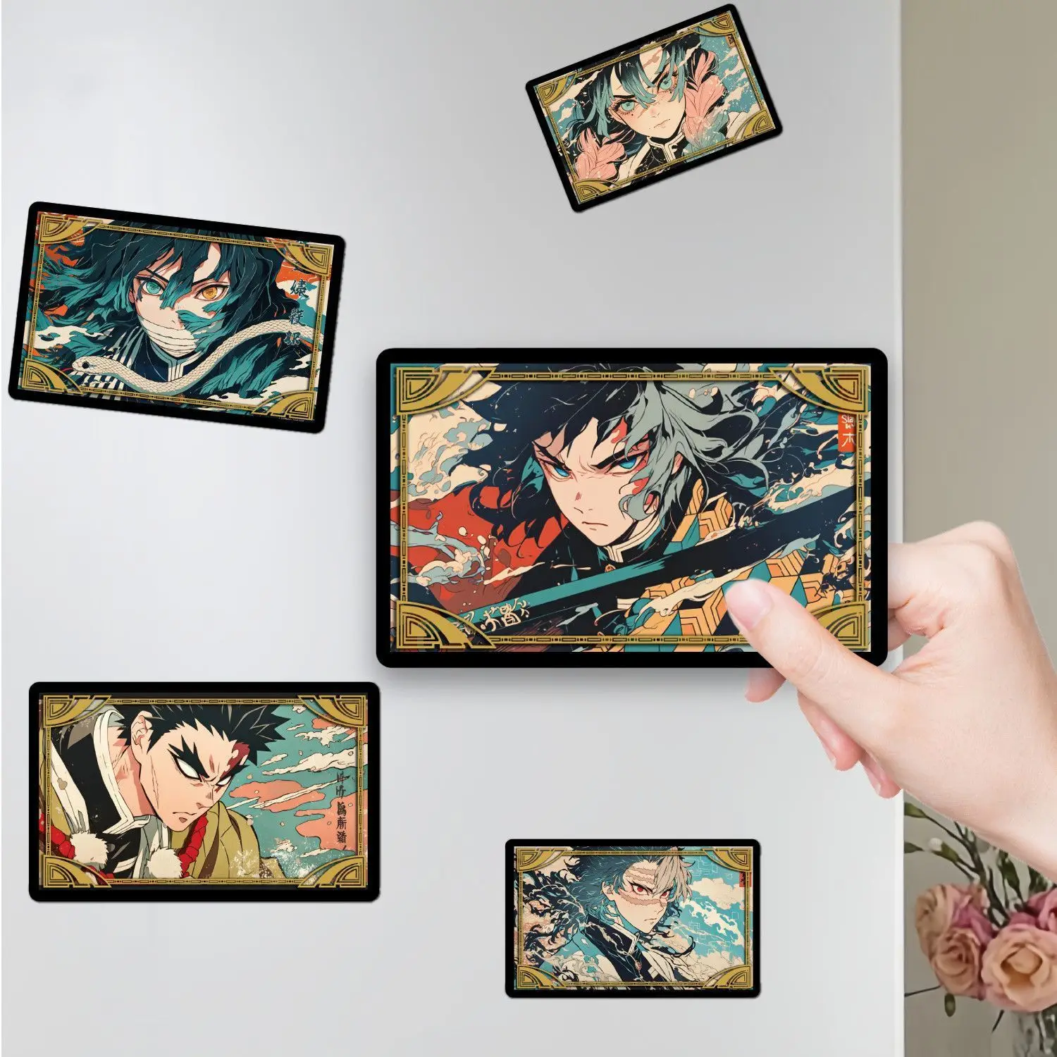 

9pcs Demon Slayer Nine Pillars Giyu Tomioka Kyojuro Rengoku Shinobu Kocho Refrigerator Magnet Cartoon Soft Magnetic Sticker