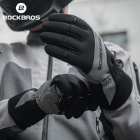 ROCKBROS Winter Warm Cycling Full Finger Gloves Thicken Thermal Fleece Bike Gloves Touch Screen MTB Road Bicycle Motor Gloves