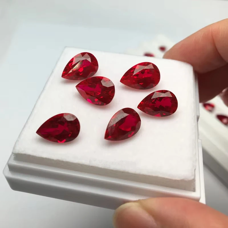 Top Quality Lab Grown Ruby Gemstone Pear Shape Pigeon Blood Red Loose Gemstones Ruby For Jewelry Making with AGL Certificate