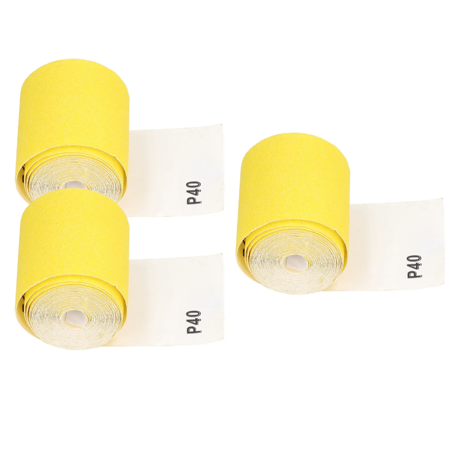 3 Rolls Sandpaper Roll 40 Grit Abrasive Sheet Polishing Grinding Tool for Furniture Yellow