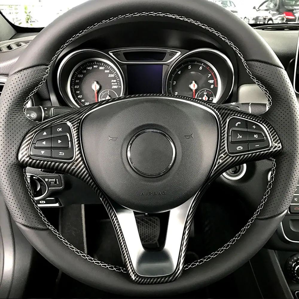 For Mercedes Benz A B C E GLA GLC CLA GLE GLS Class W246 W205 W213 X253 X156 Car Steering Wheel Cover Decoration Trim