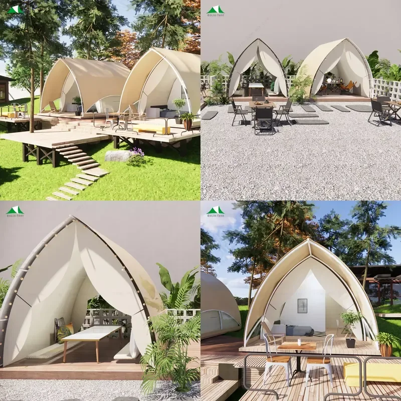 Outdoor Camping Waterproof Canvas Glamping Safari Resort Sailing Shape Hotel Tent
