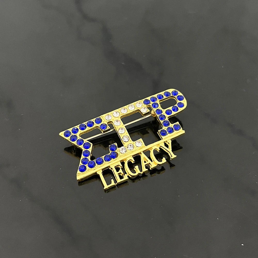 Custom Sorority Letter Sigma Gamma Rho Legacy Blue White Rhinestone Pearl Dress Decoration Buckle Badge Jewelry