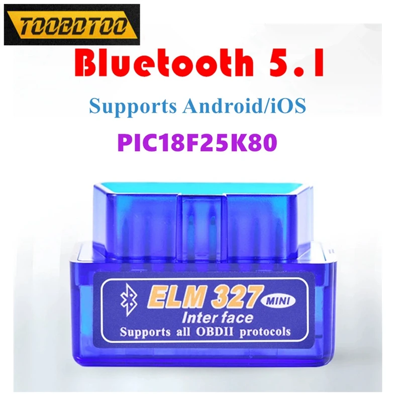

Поддерживает все протокол OBD2 с двойной печатной платой Mini ELM327 V1.5 Автомобильный диагностический сканер OBD OBD2 Bluetooth5.1 PIC18F25K80 для Android/iOS