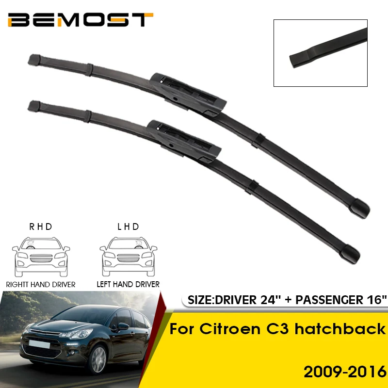 

Car Wiper Blades For Citroen C3 hatchback 2009-2016 Windshield Windscreen Front Window Blades 24"+16" Car Accessories