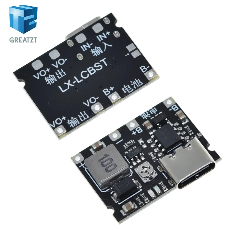 GREATZT Type-C USB 3.7V 4.2V 1A 5W Lithium Li-ion 18650 Battery Charger Board DC-DC Step Up Boost Module TP4056 DIY Kit Par