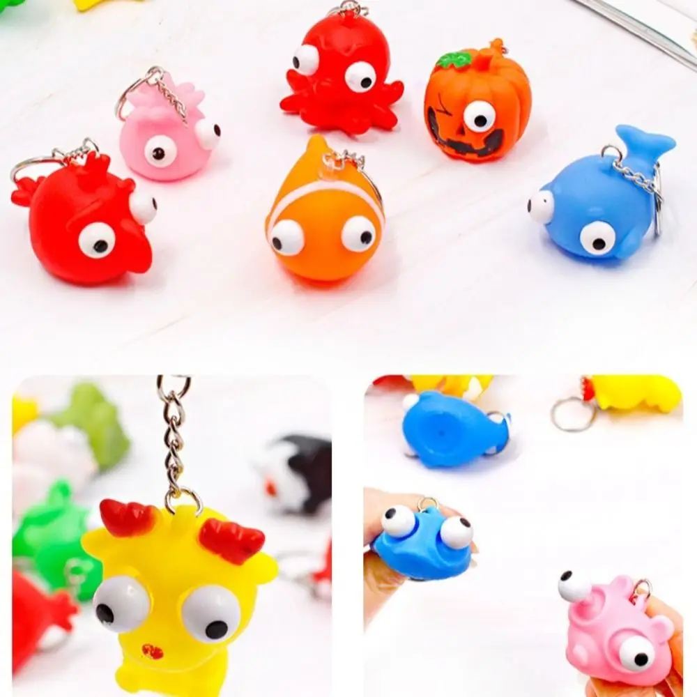 

Silicone Vent Squeezing Key Chain Boring Reliever Vent Squeeze Keyring Creative Vent Emotions Squeeze Eye Doll Pendant Kids