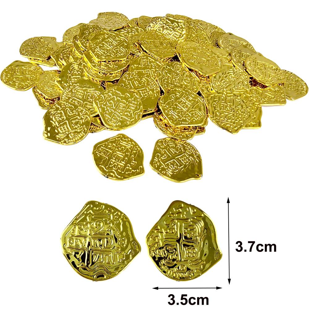 30/60/90/120pcs Pirate Gold Silver Bronze Coins Plastic Doubloon Bulk Kids Fake Play Cosplay Party Treasure Chest Games Tokens