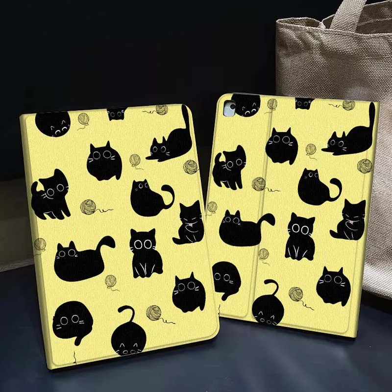 

Cartoon Black Cat Pattern For iPad Pro Air 5th 6th 7th 13 M3 M4 M5 12.9 13.3 inch 2018 2022 2024 2025 Tablet Case