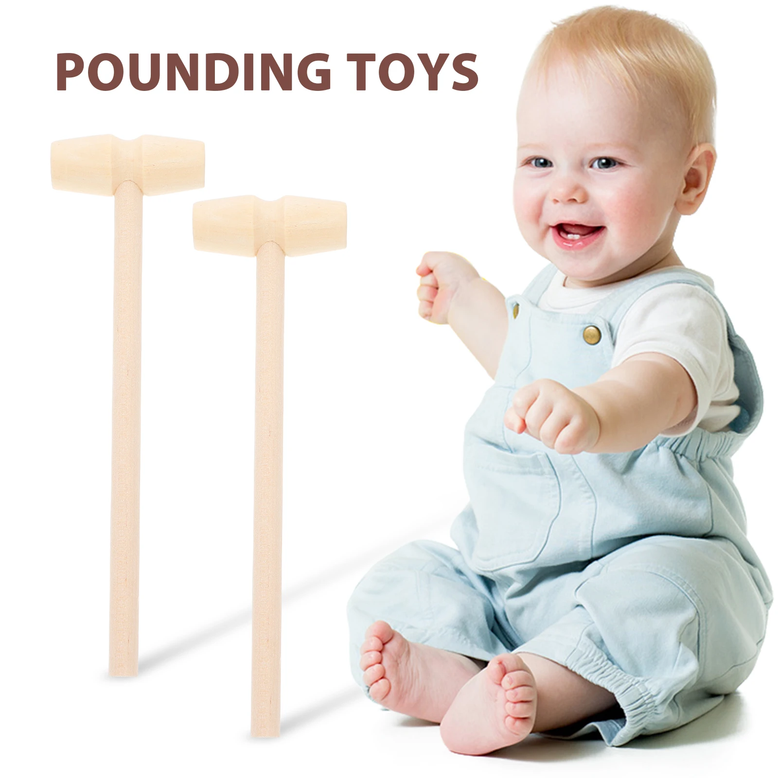 5pcs Mini Wooden Hammer Mallet Baby Beat For Hand Eye Coordination Development Pounding Educational Tool For Toddlers Boys Girls