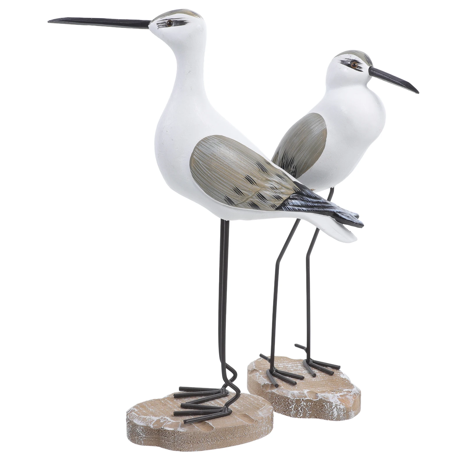 

2pcs Lifelike Seagull Statue Craft Wooden Ornament Home Decor Desktop Sculpture Ocean Themed Office Wood Sea Bird Coastal Bird