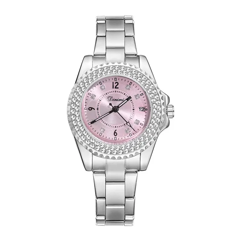 Women's Quartz Bracelet Watch, Exquisite, Light Cubic Zirconia, Luxury, Waterproof Steel Bands, Trendy Business Gift